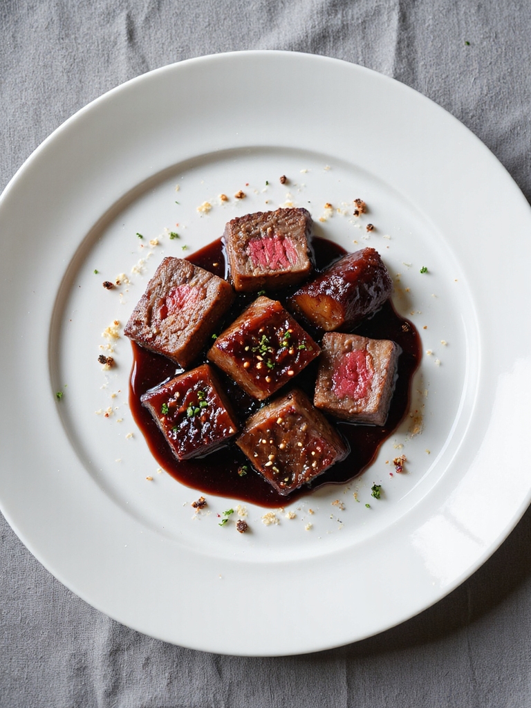 red wine glazed steak bites