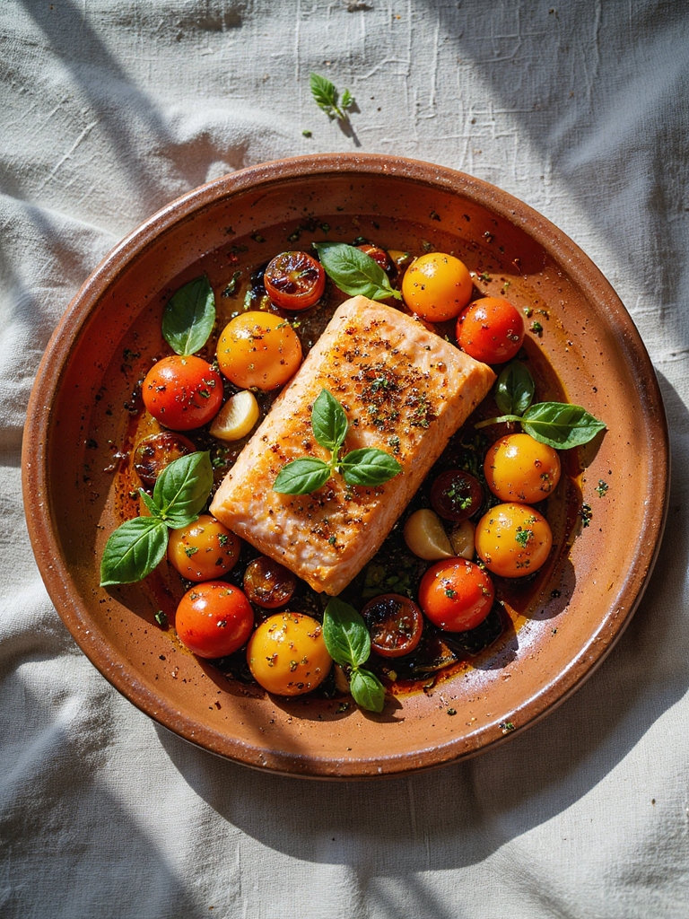 rustic salmon with tomatoes