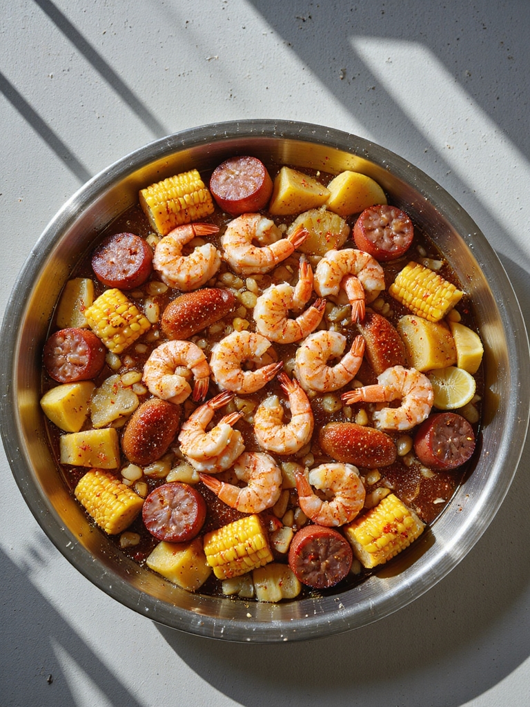 sausage enhances shrimp boil