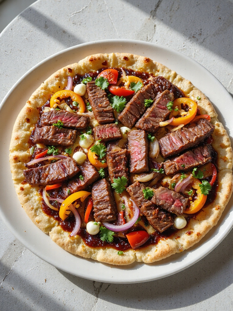 savory leftover steak flatbread