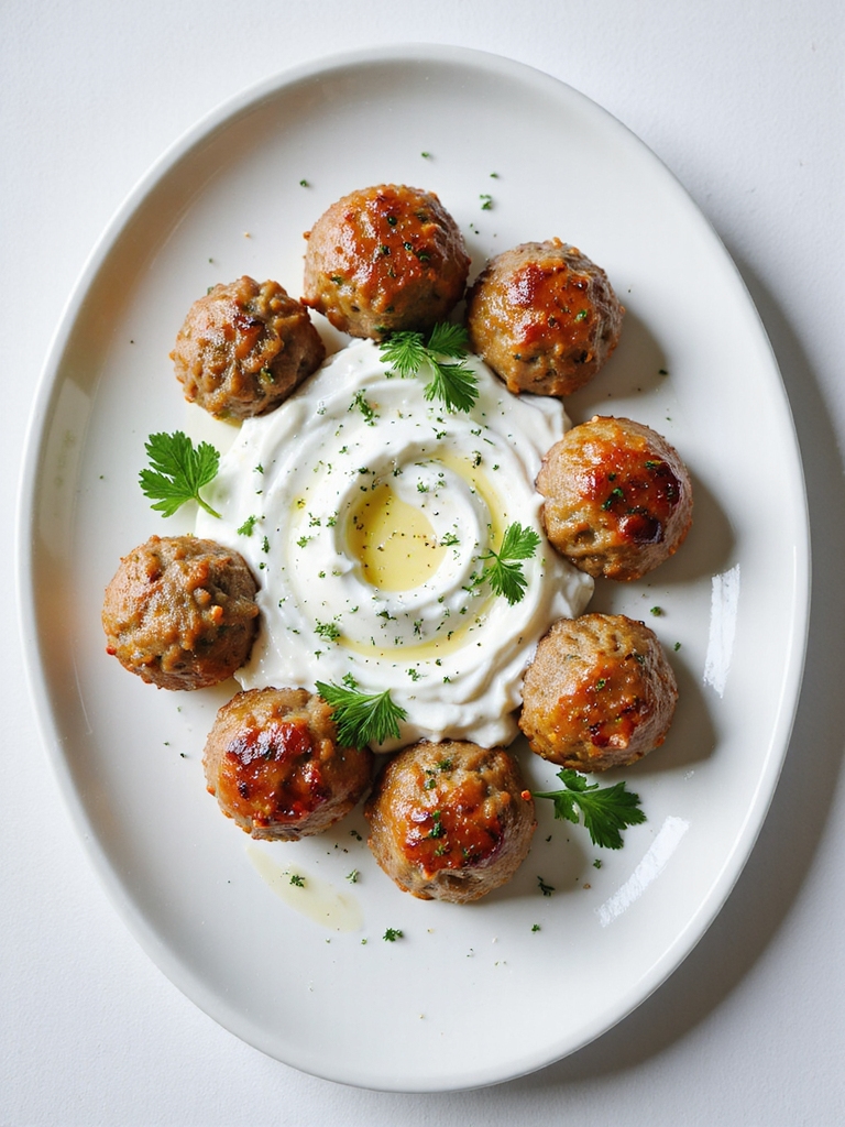 savory meatballs with tzatziki