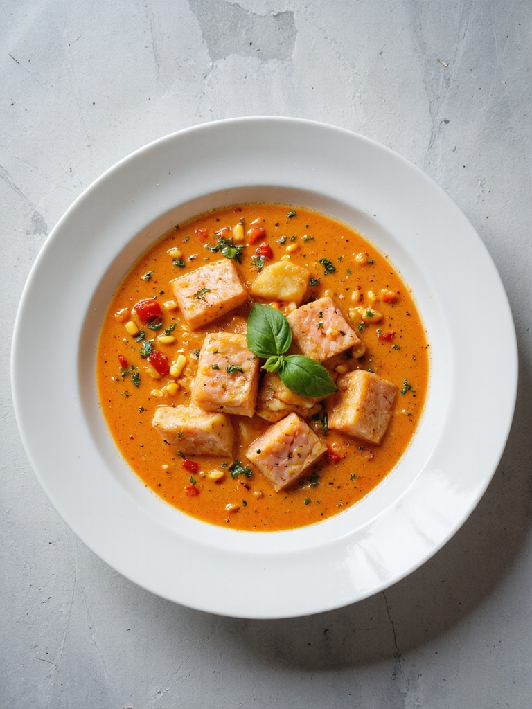 savory salmon red pepper chowder