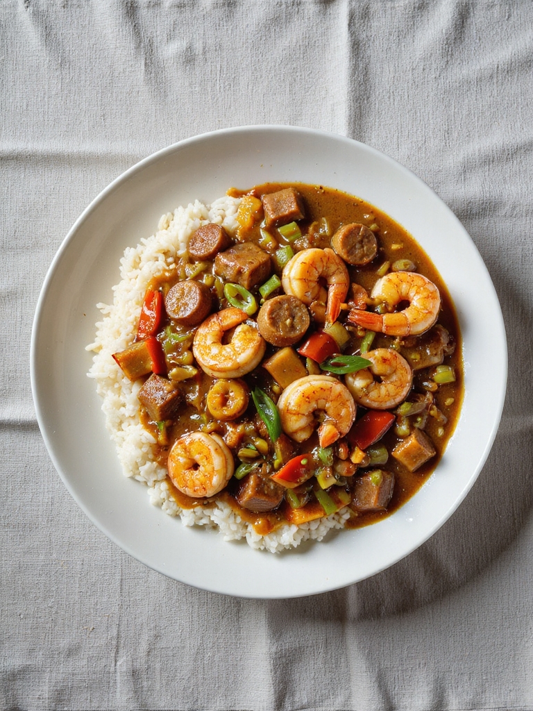 savory shrimp touff e with sausage