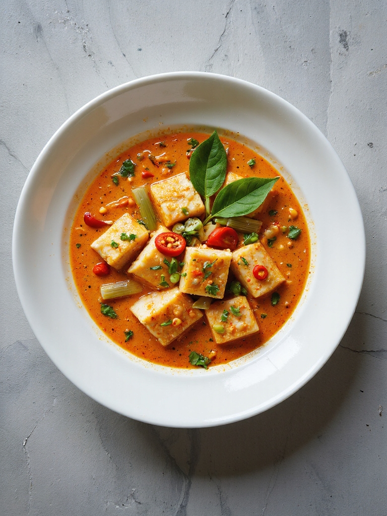 savory thai red fish curry