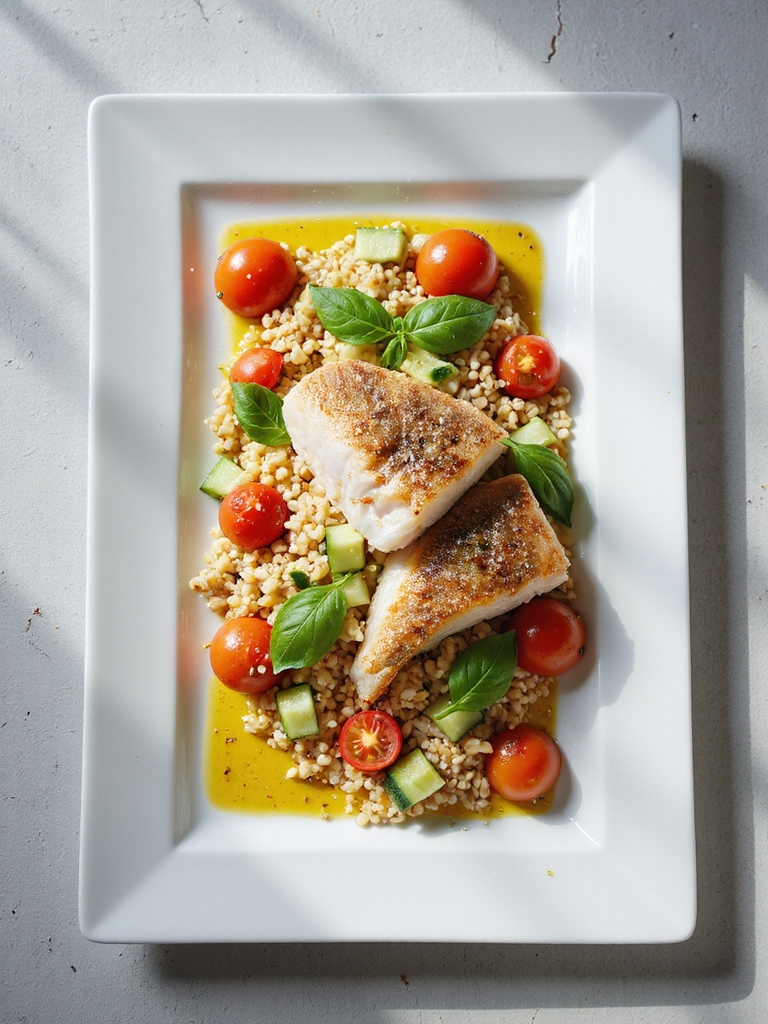 sea bass with farro salad