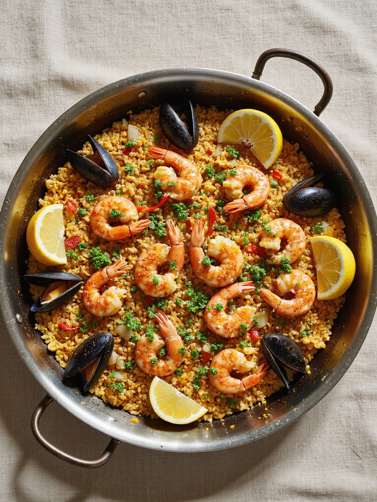seafood paella with saffron