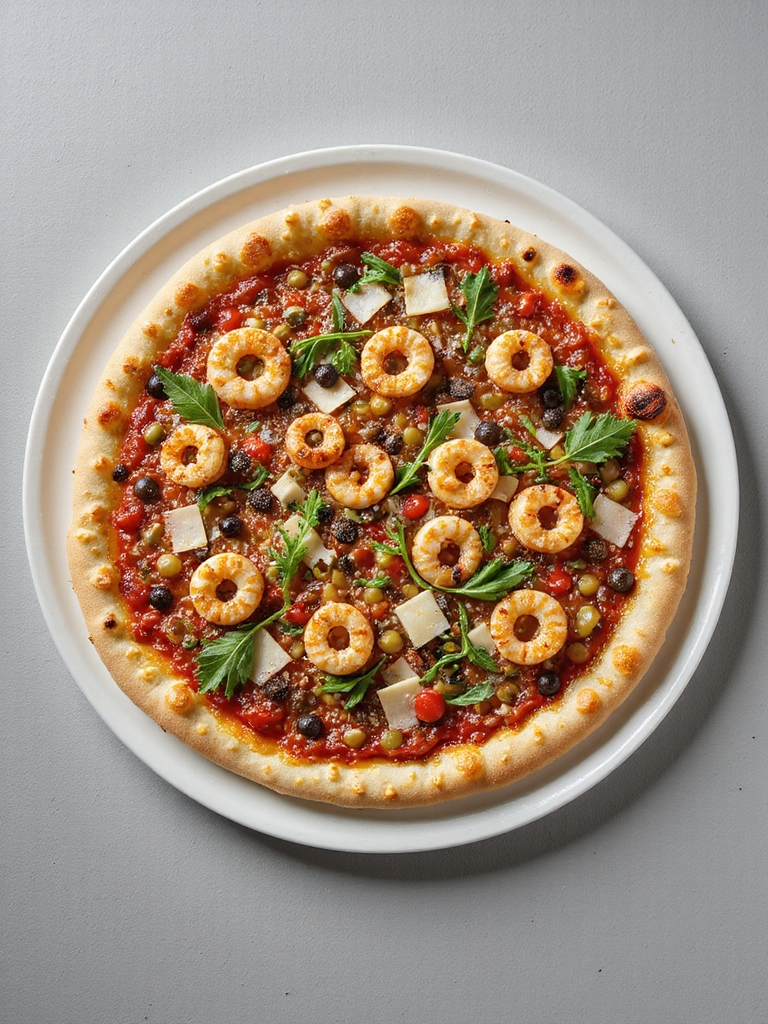 seafood pizza with olives