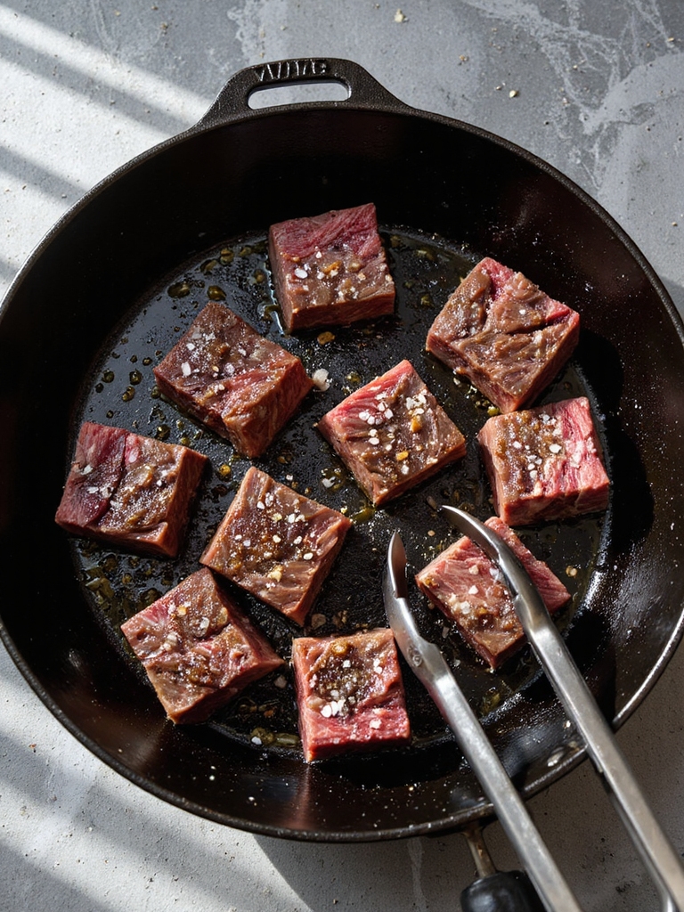 sear beef for optimum flavor