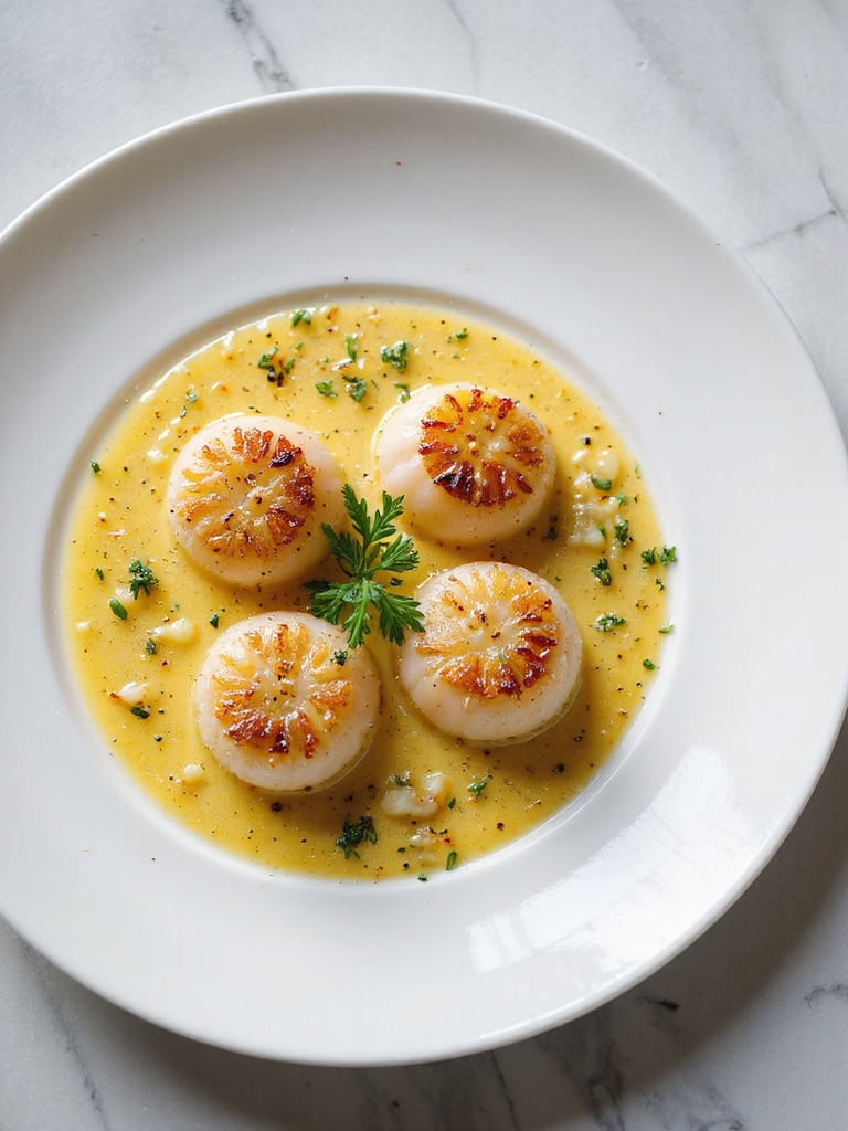 seared scallops with herb butter