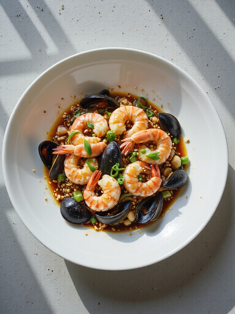 sesame seafood with prawns