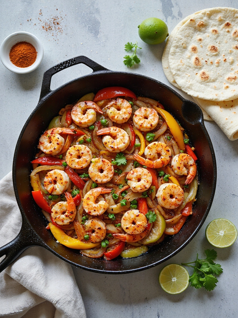 shrimp fajitas with spices