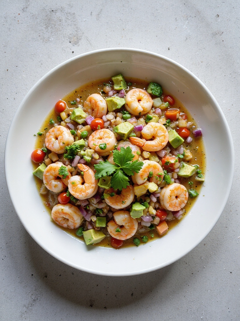 shrimp marinated with avocado