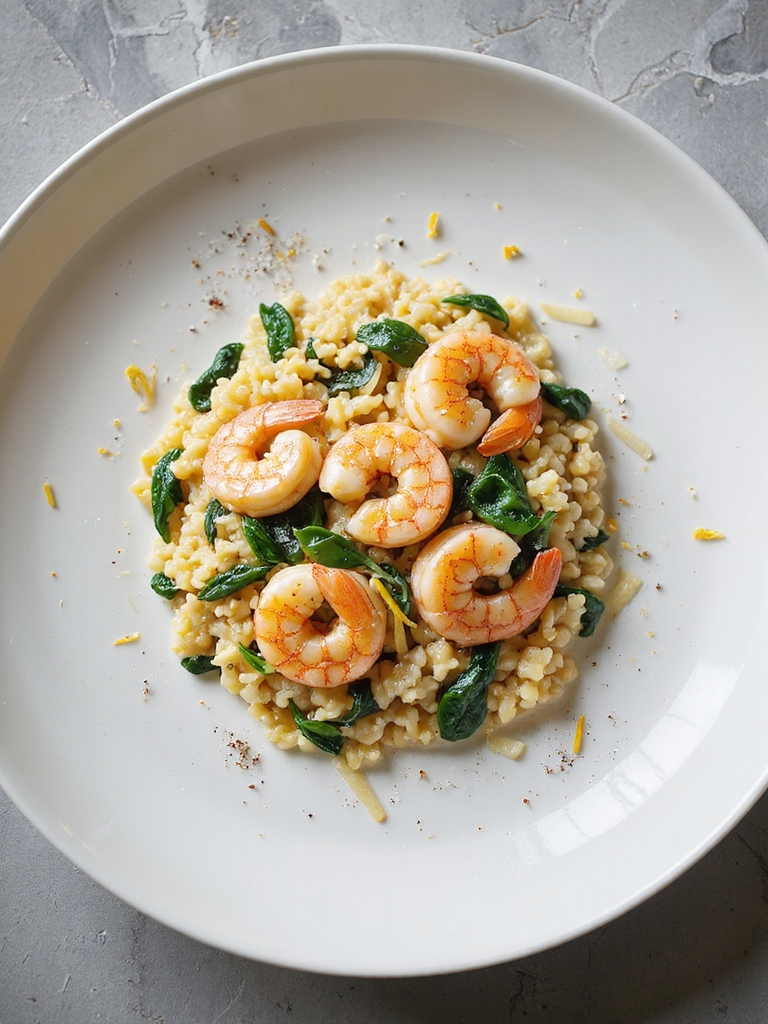 shrimp orzo with spinach