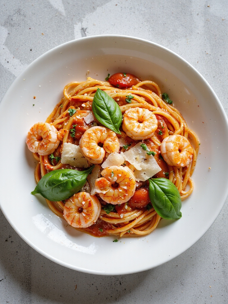shrimp pasta with basil