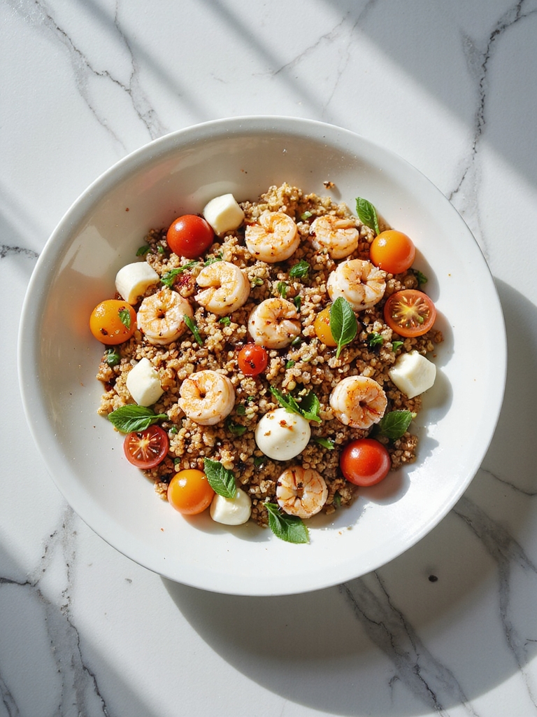 shrimp quinoa caprese salad