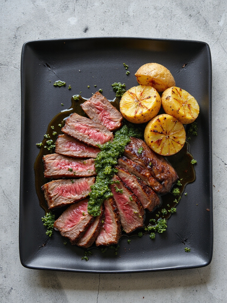 skillet seared flank steak dinner