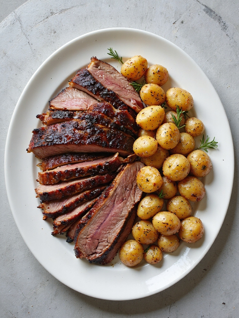 smoked brisket and potatoes