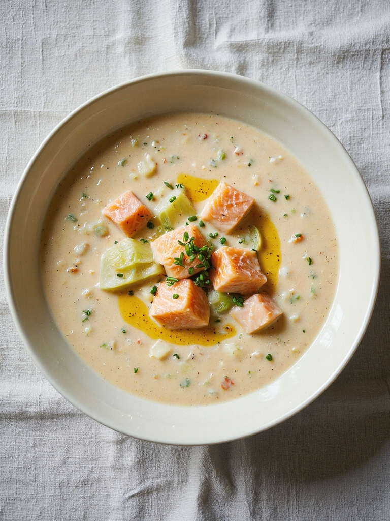 smoked salmon and leek chowder