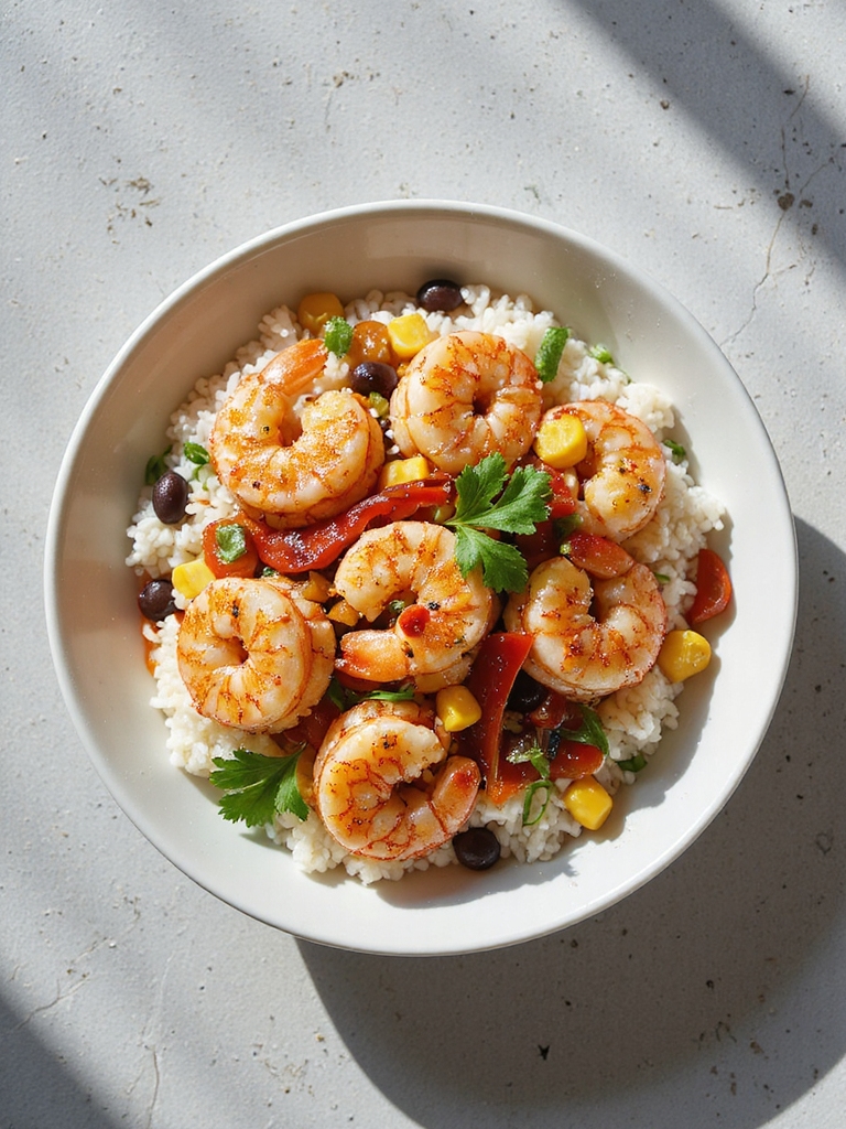smoky shrimp rice bowl
