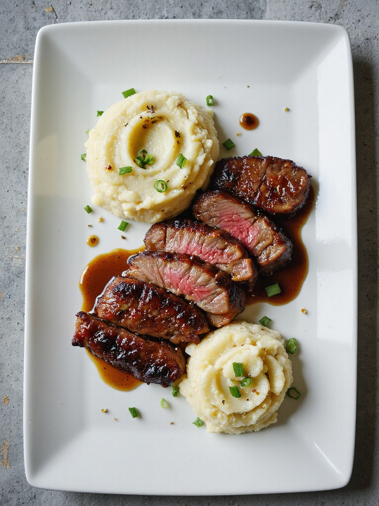 soy garlic steak with wasabi