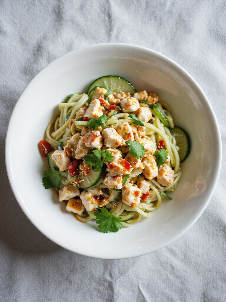 spicy crab cucumber noodle salad