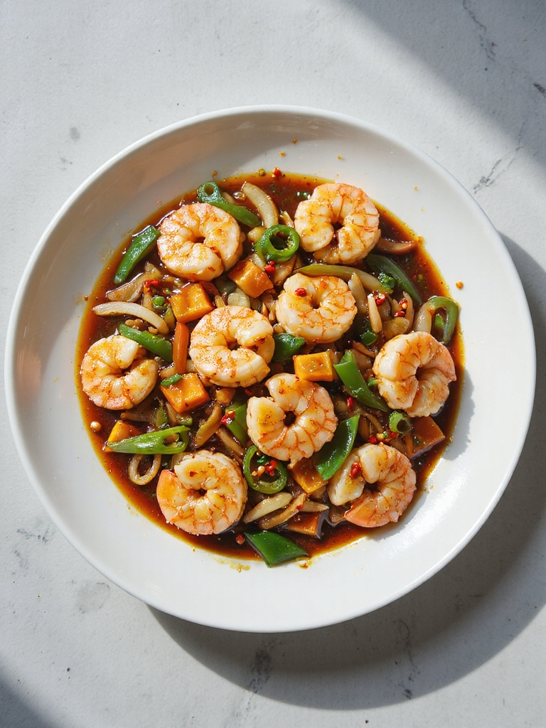 spicy garlic shrimp stir fry