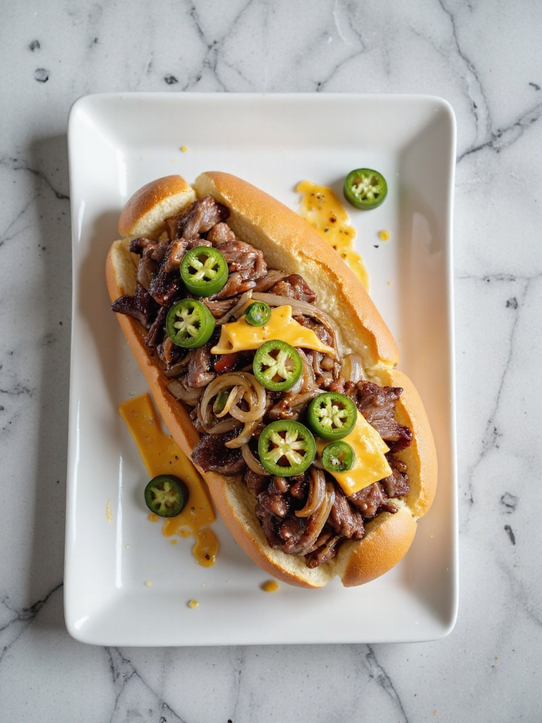 spicy ribeye cheesesteak delight