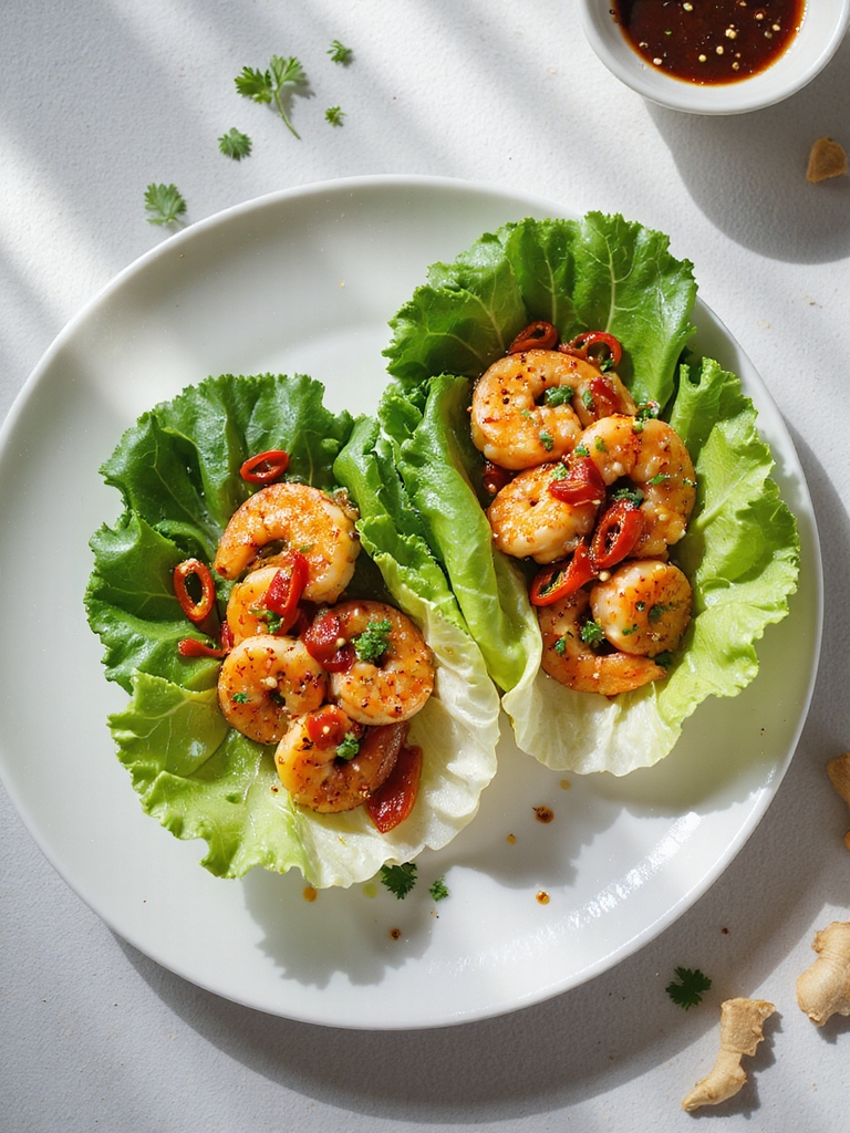 spicy shrimp lettuce wraps