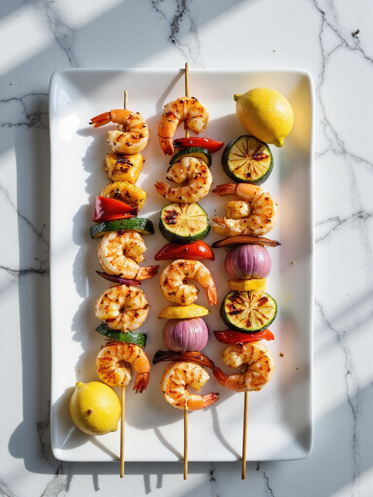 spicy shrimp vegetable skewers