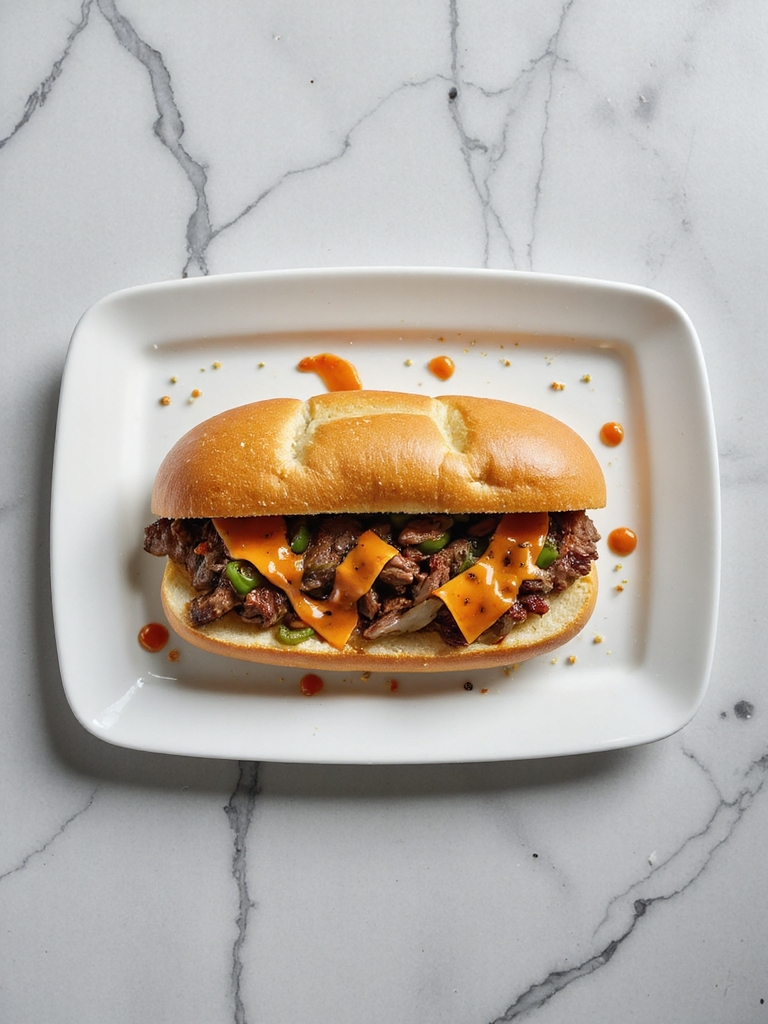 spicy sriracha cheesesteak sandwich
