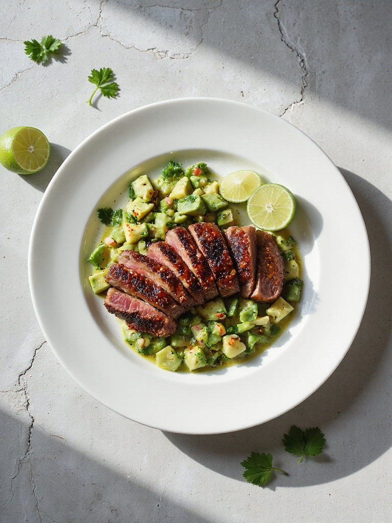 spicy tuna with avocado salsa