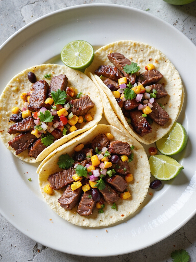 steak tacos with salsa