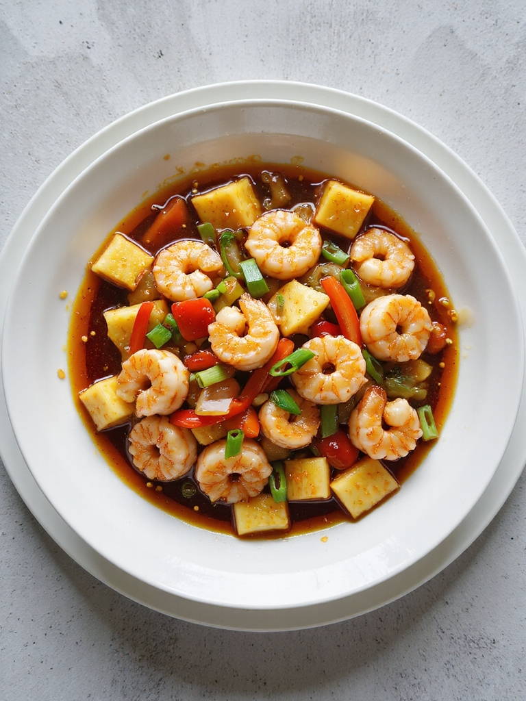sweet and sour shrimp dish