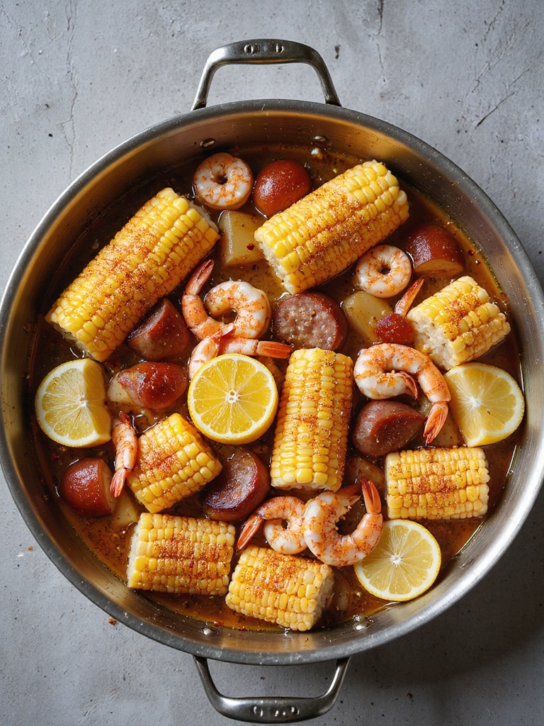 sweet corn complements shrimp