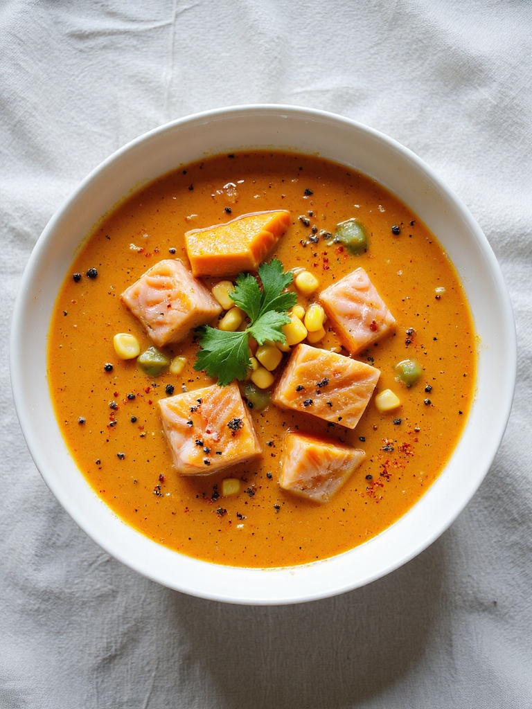 sweet potato salmon chowder delight