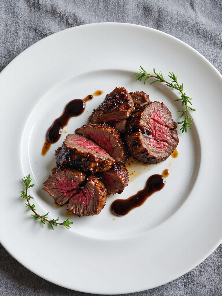 tender beef with balsamic glaze