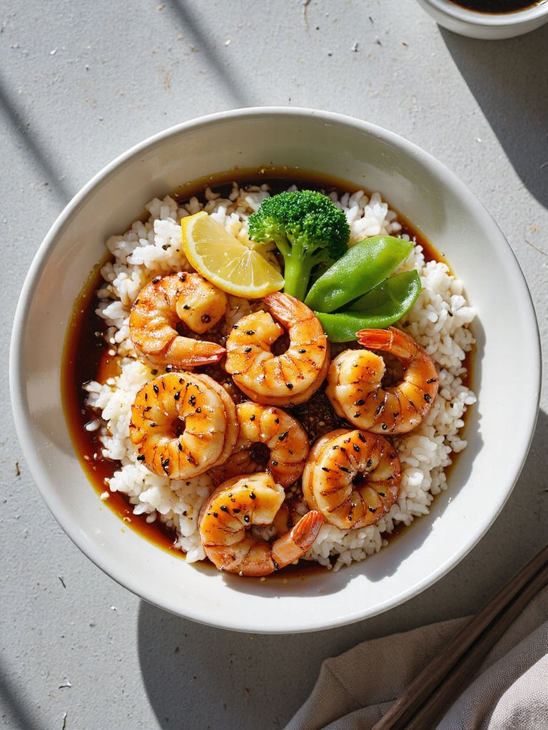 teriyaki shrimp rice bowl