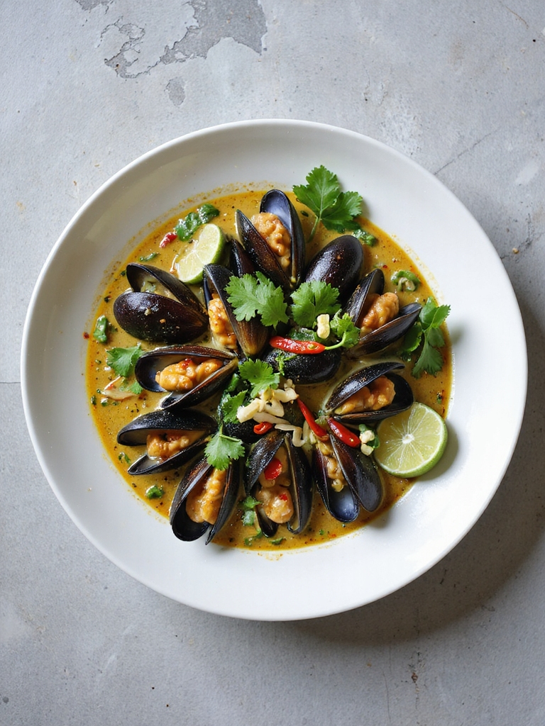 thai green curry mussels delight