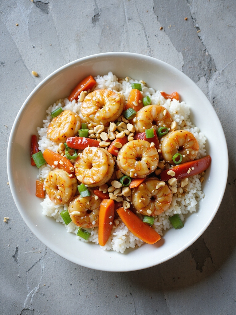 thai peanut shrimp bowl