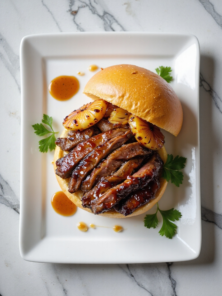 tropical teriyaki steak sandwich