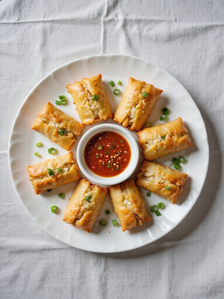 vegan crab rangoon egg rolls