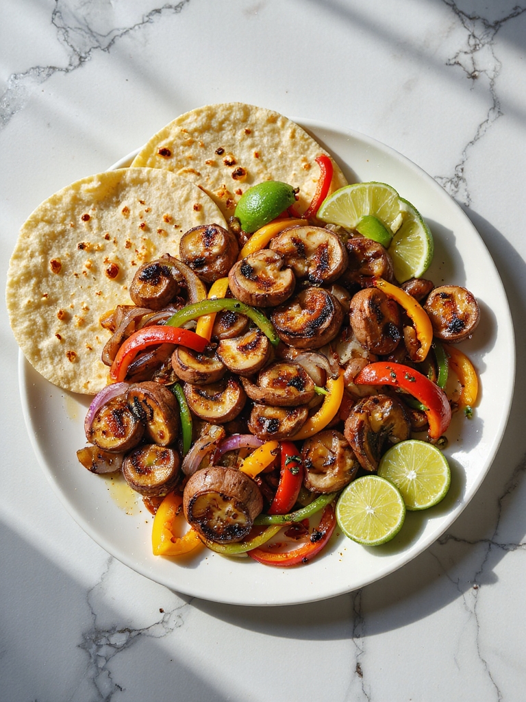 vegetarian fajitas with mushrooms