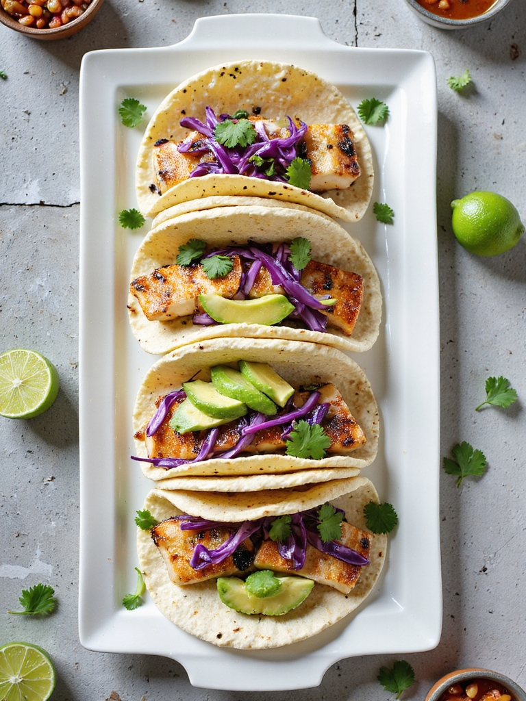 vibrant fish taco presentation