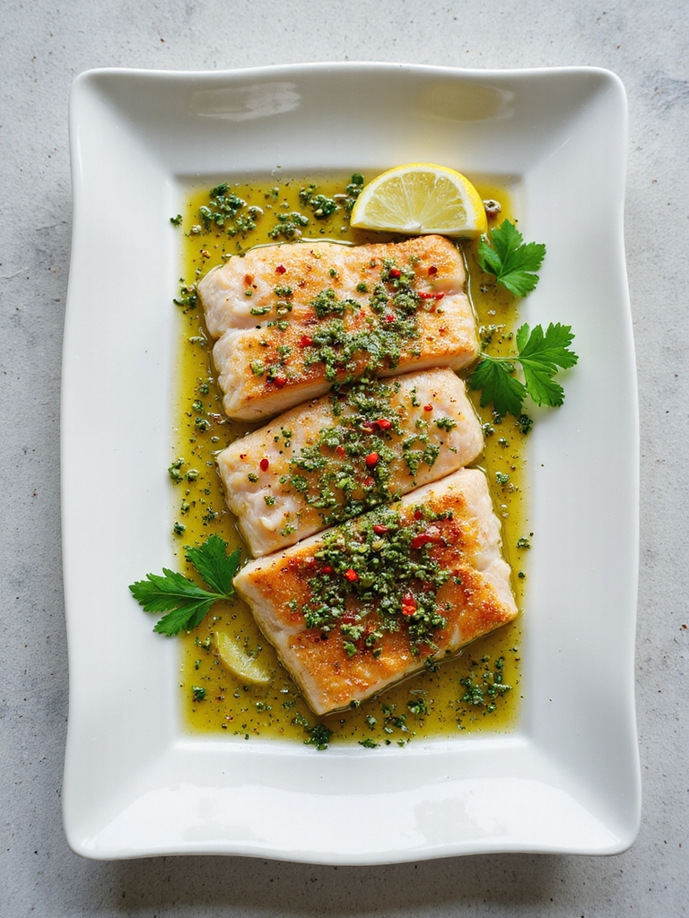 vibrant fish with chimichurri