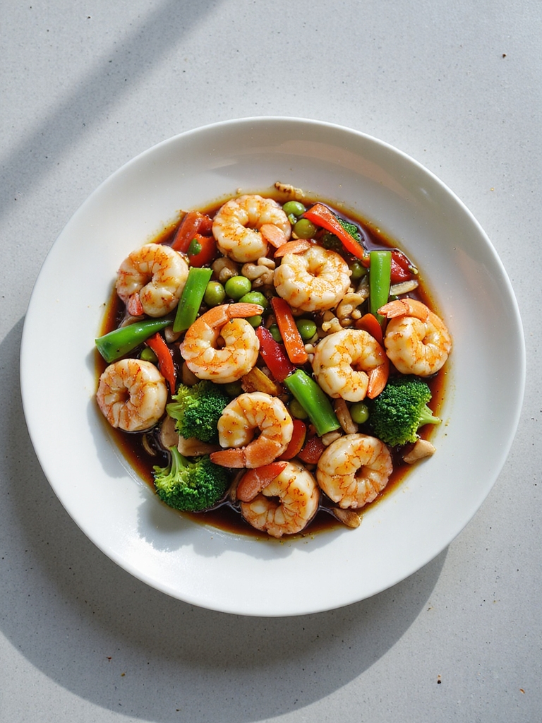vibrant shrimp vegetable stir fry