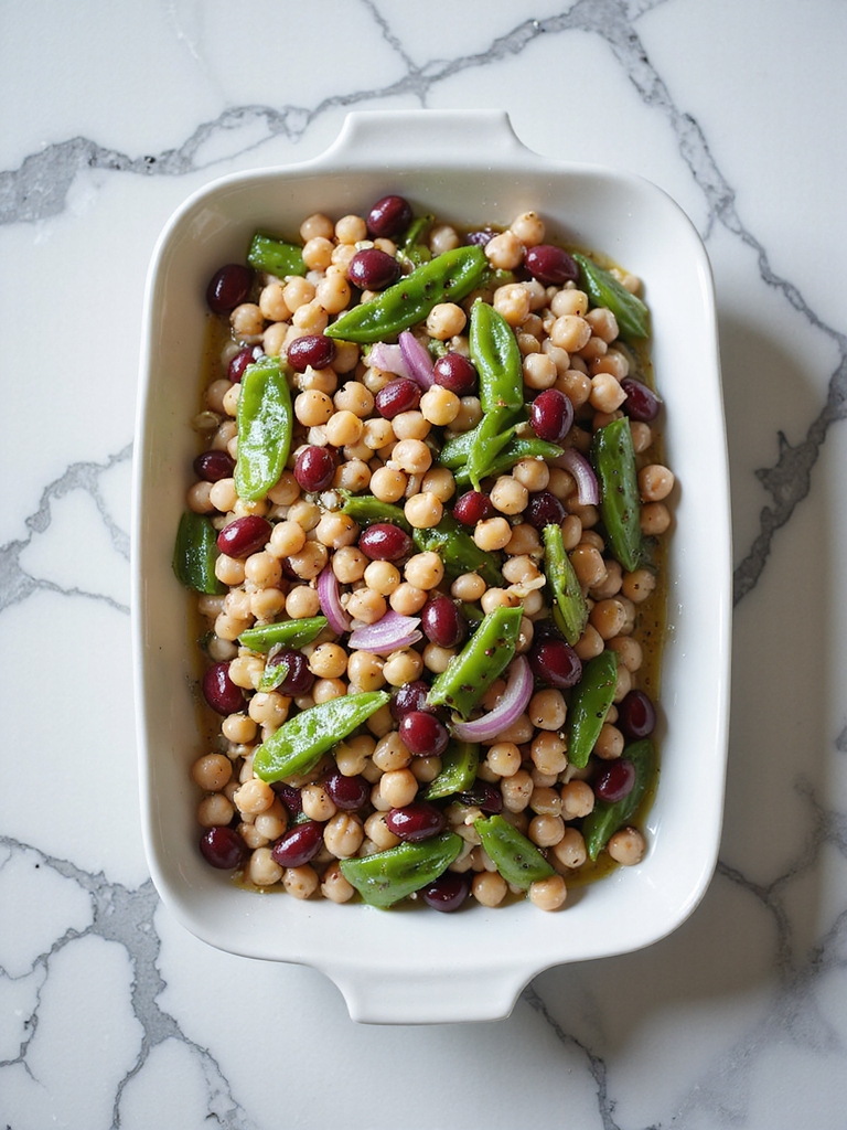 vibrant tangy bean salad