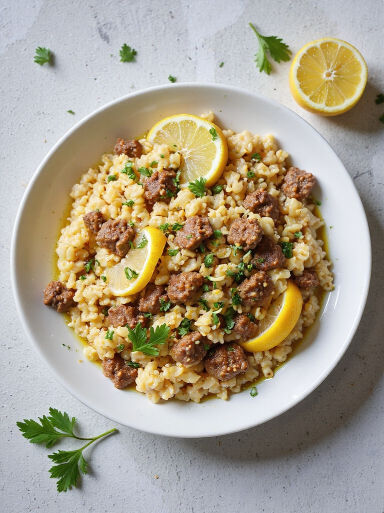 zesty beef orzo dish