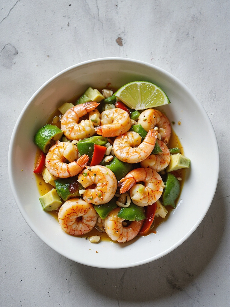 zesty shrimp and avocado stir fry