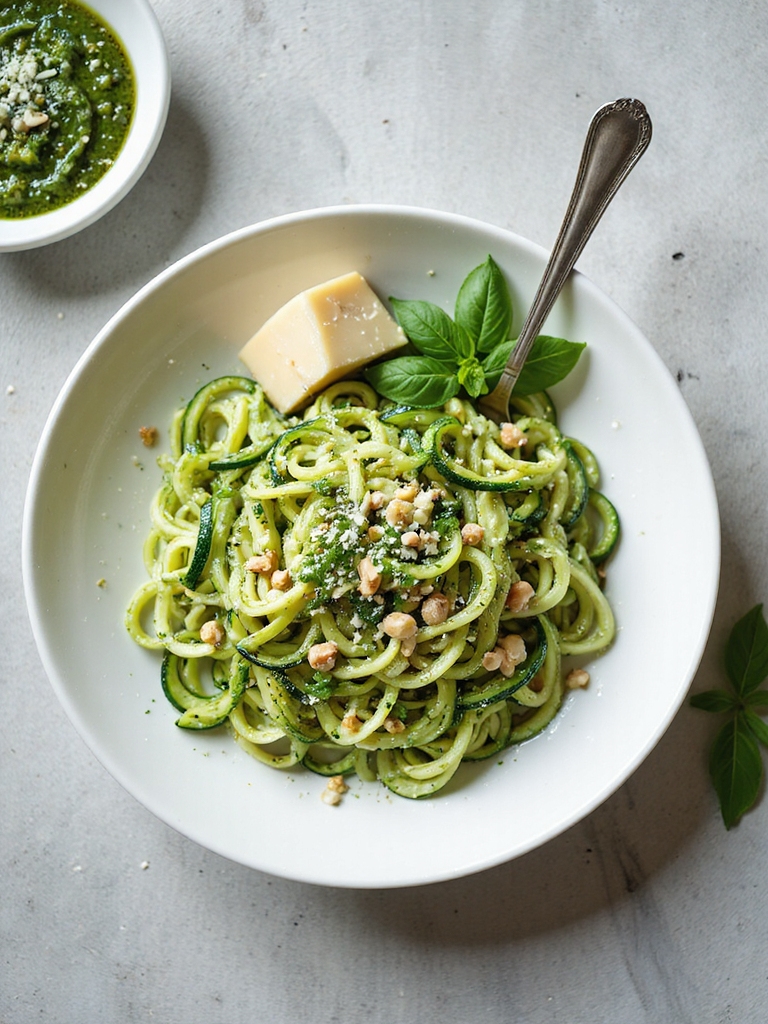 zucchini noodles with pesto
