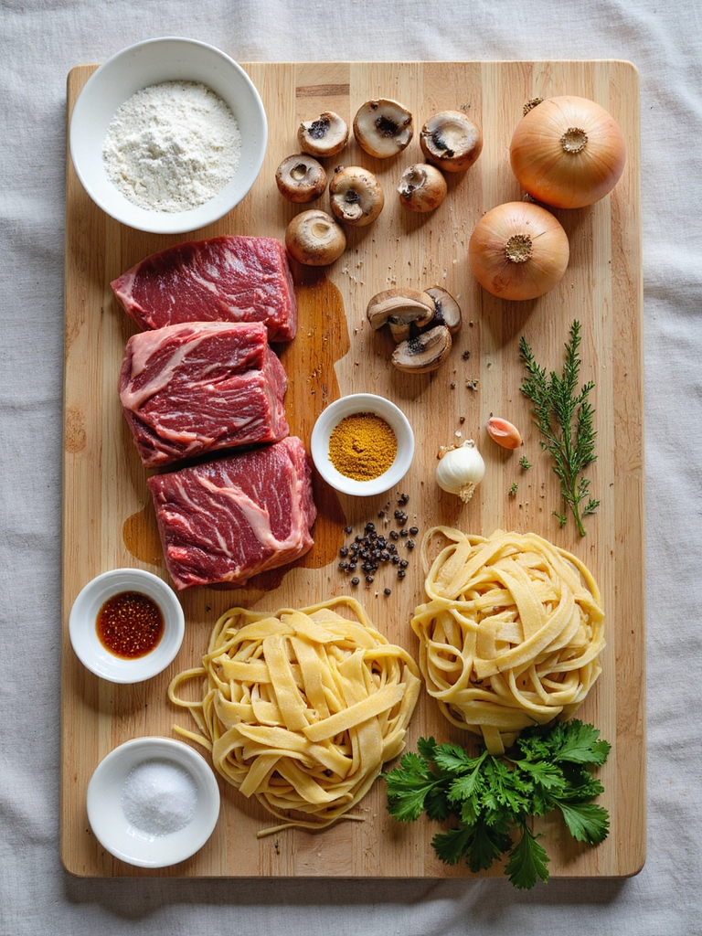 beef tips with noodles
